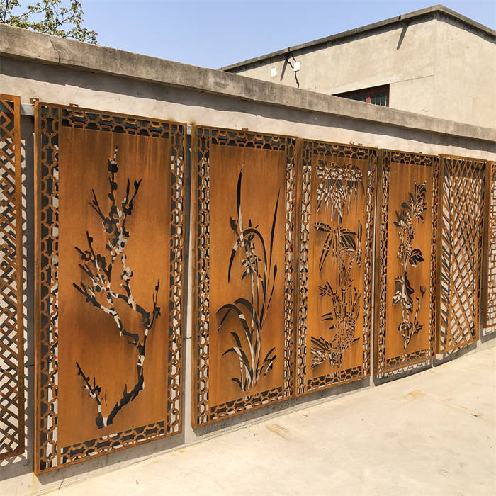 Garden Corten Steel Skreytt Corten Steel Panel
