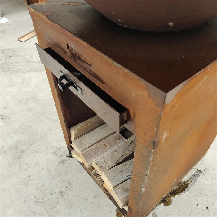 Spark Wood Burning Rusty Corten Steel Bbq Grill
